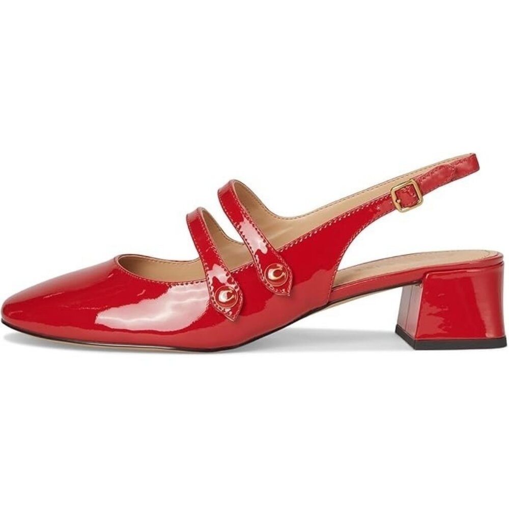 Coach Winley Mary Jane Slingback Pumps Women's Size 7.5 Sport Red Patent Leather - Picture 4 of 7
